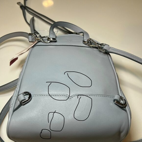 Kate Spade Natalia Mini Convertible Leather Backpack In Brushed Steel - Picture 6 of 8